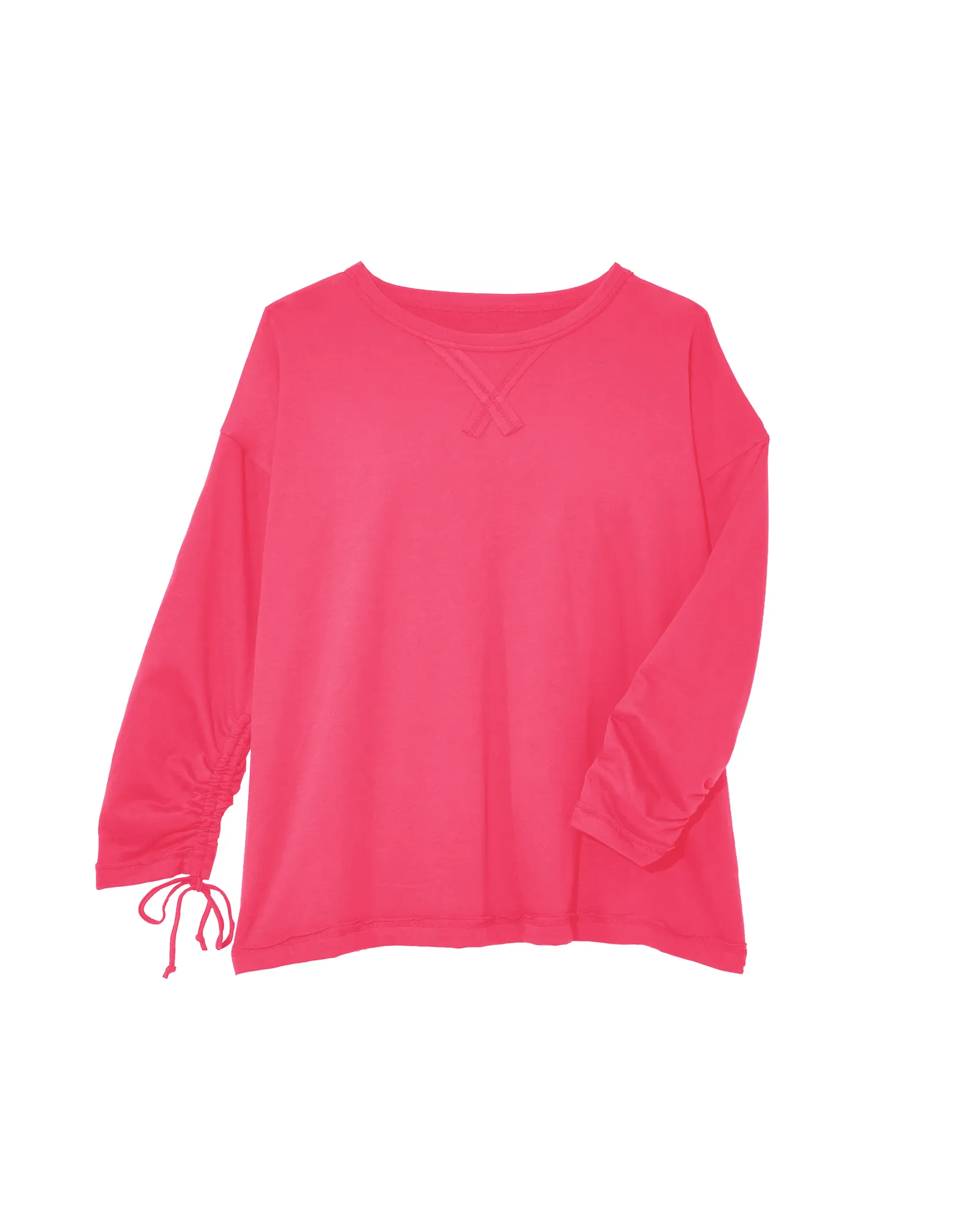 Riley Long Ruched Sleeve Sweatshirt | Pink