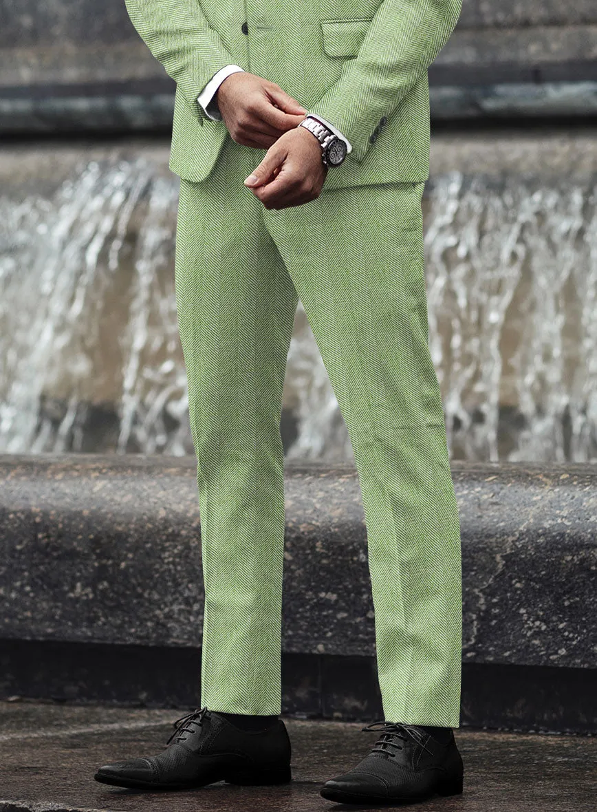 Sartori Celemente Green Herringbone Soft Tweed Pants