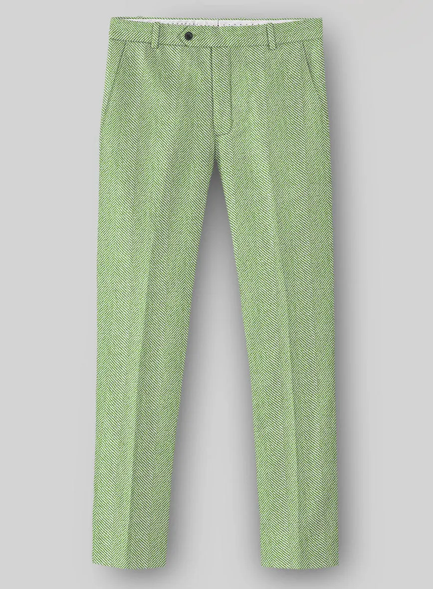 Sartori Celemente Green Herringbone Soft Tweed Pants