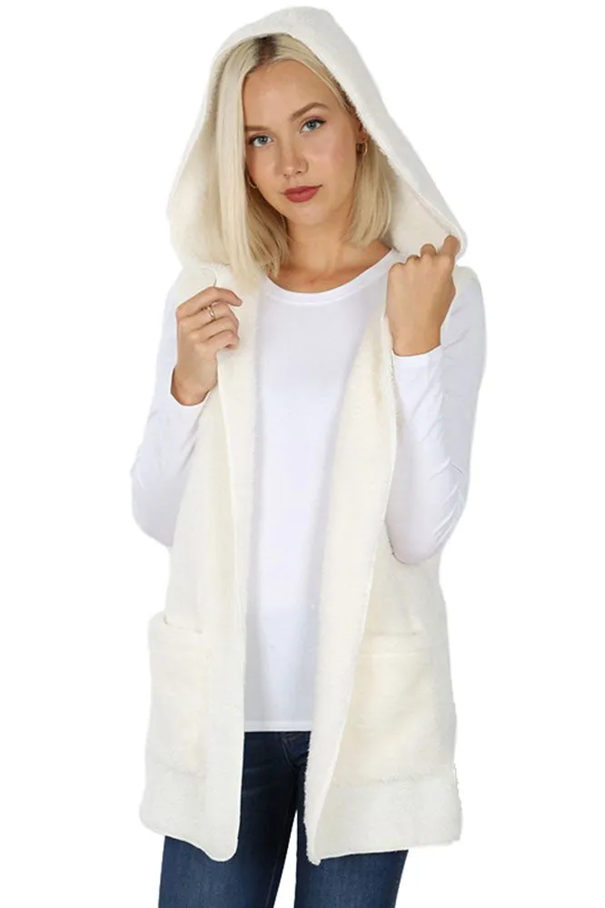 Sleeveless Faux Fur Hooded Vest
