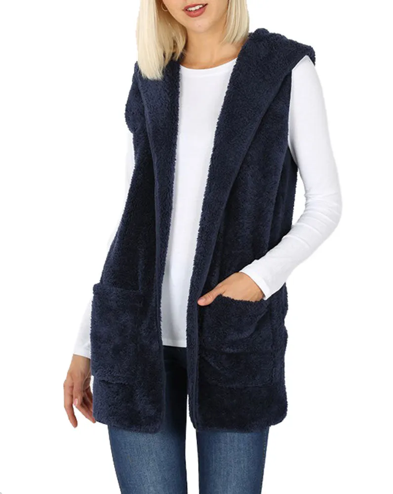 Sleeveless Faux Fur Hooded Vest