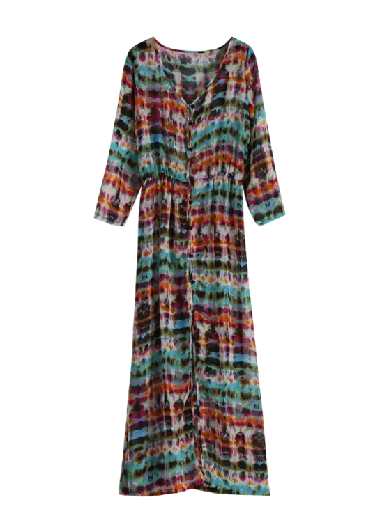 TastyHottie - Trendy Semi Sheer Button Front Maxi Dress