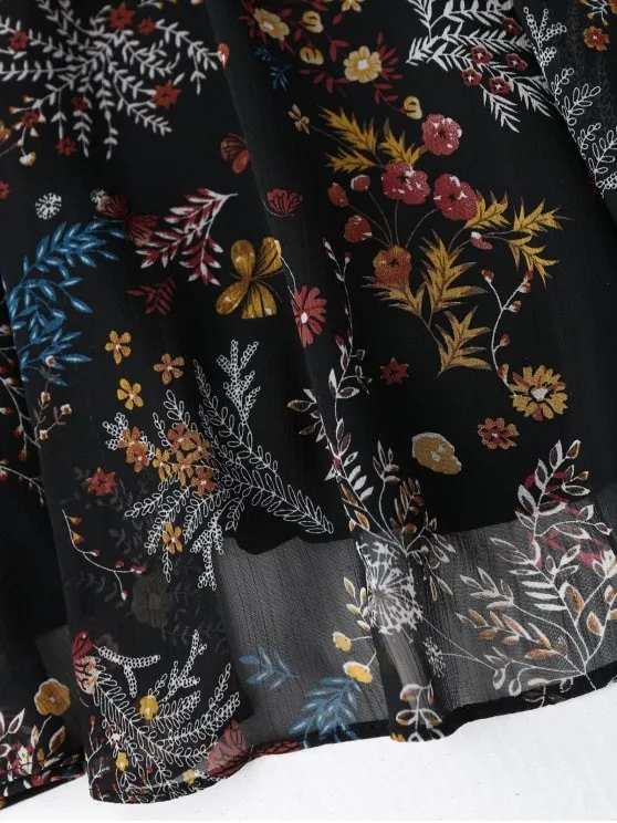 TastyHottie - Trendy Semi Sheer Floral Print Chiffon Dress