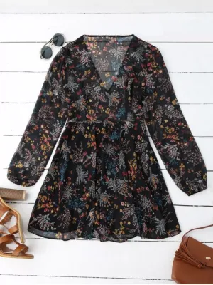 TastyHottie - Trendy Semi Sheer Floral Print Chiffon Dress
