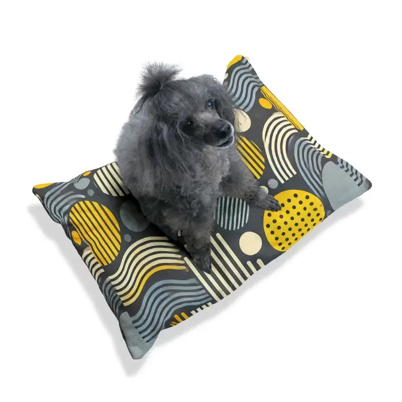 Trendy Cotton Pet Bed Grey Geometrical Pattern