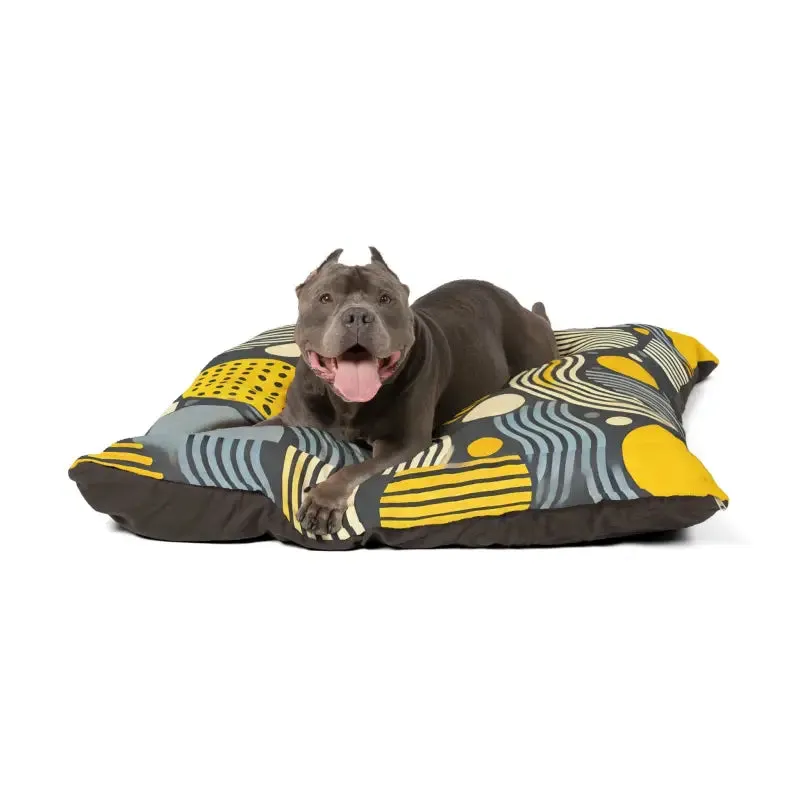 Trendy Cotton Pet Bed Grey Geometrical Pattern