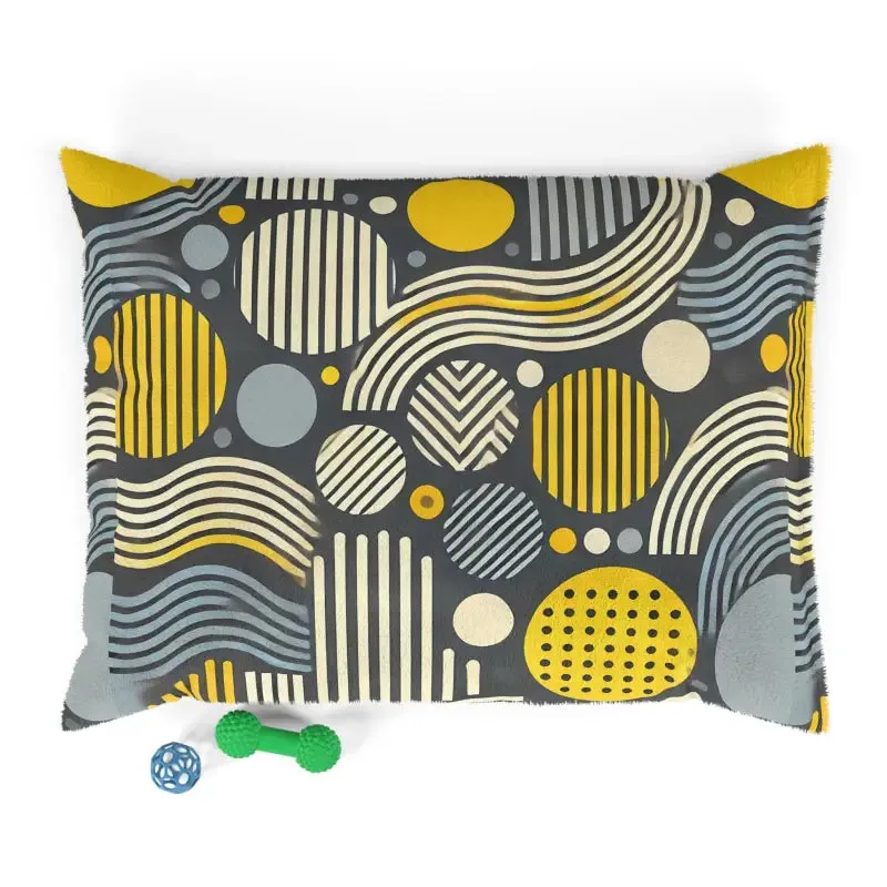 Trendy Cotton Pet Bed Grey Geometrical Pattern