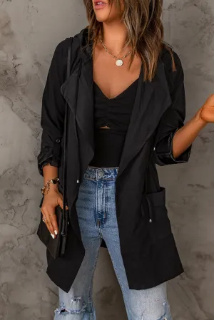 Turndown Collar Hooded Outerwear