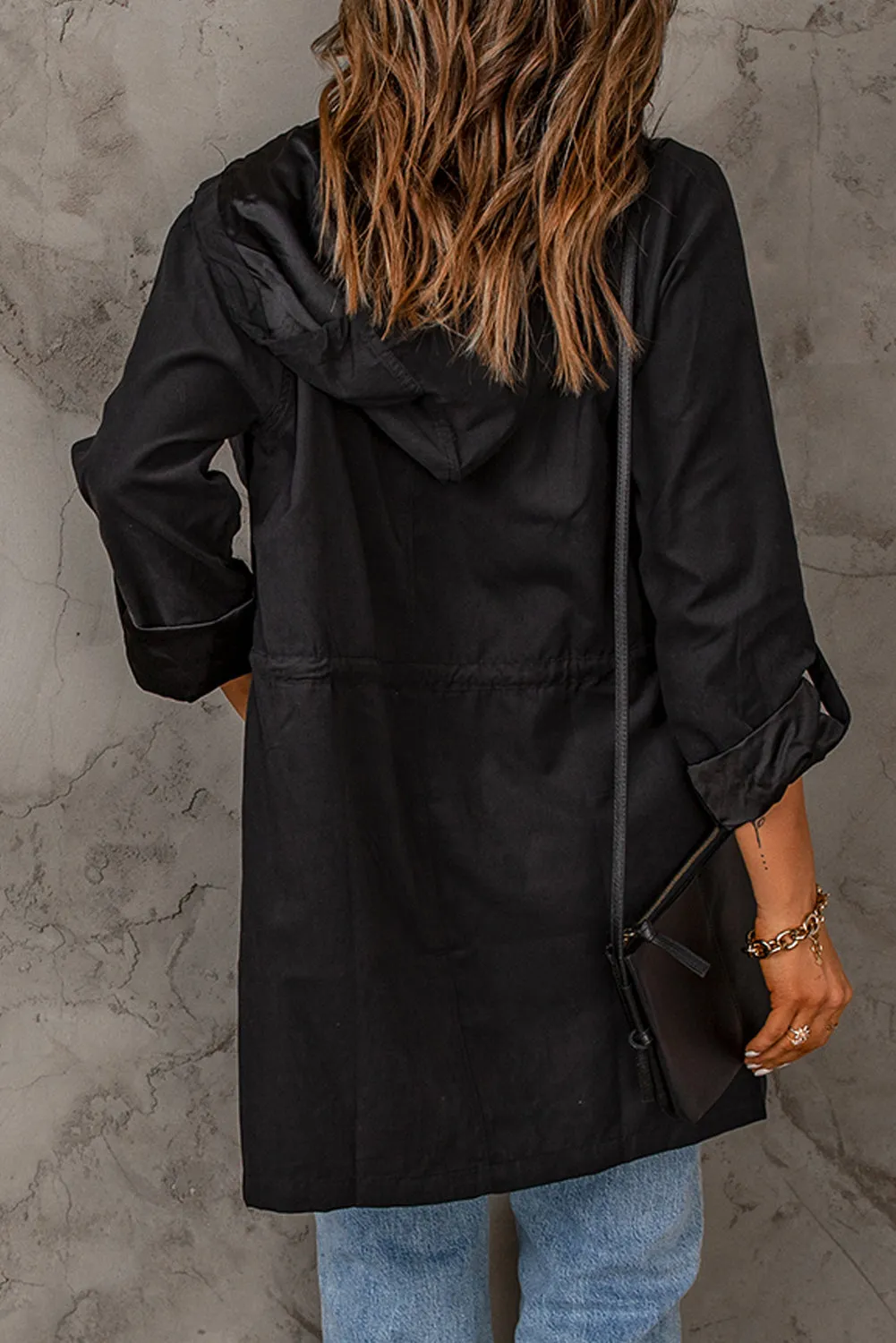 Turndown Collar Hooded Outerwear