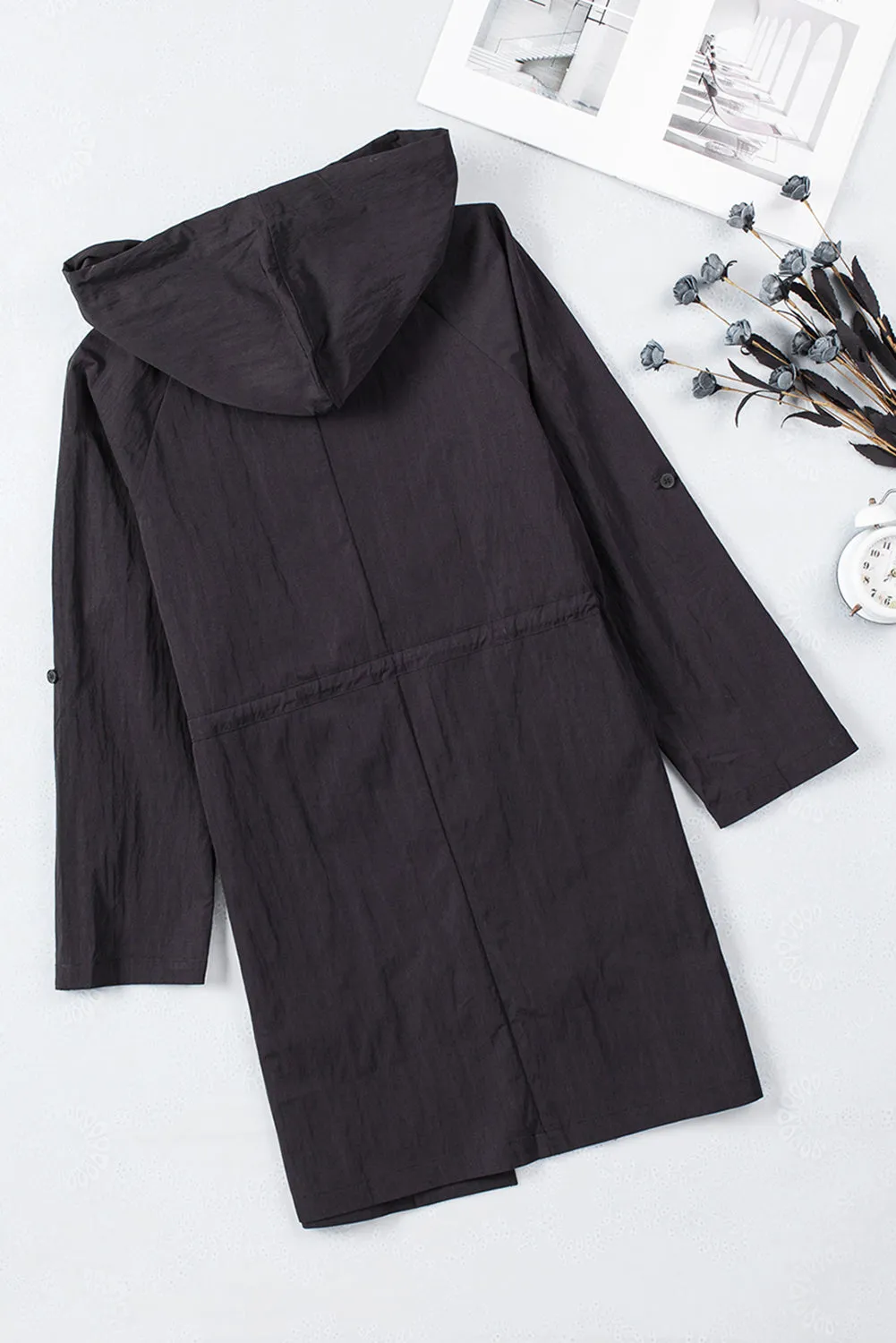 Turndown Collar Hooded Outerwear