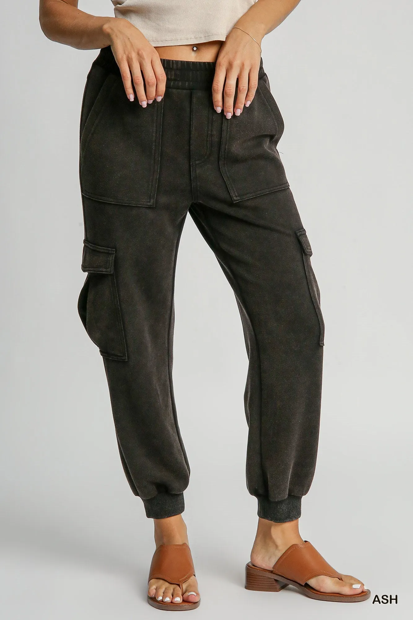 Umgee - Black Mineral Wash Super Soft Jogger Pant