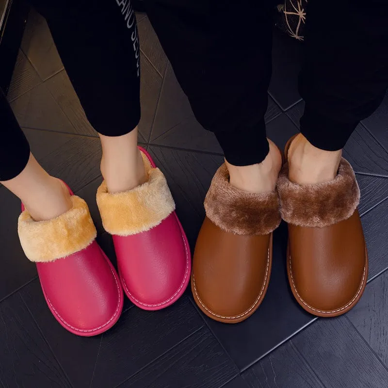 Waterproof PU Leather Outsole Slippers