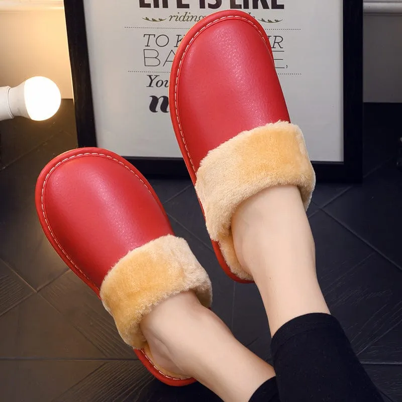 Waterproof PU Leather Outsole Slippers