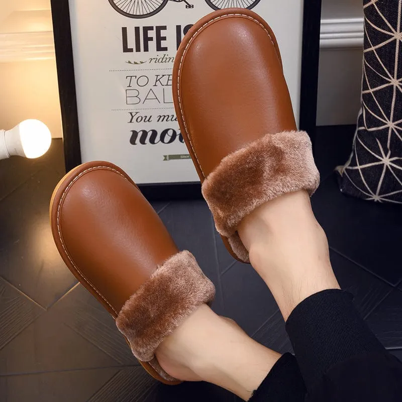 Waterproof PU Leather Outsole Slippers