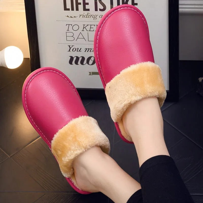 Waterproof PU Leather Outsole Slippers