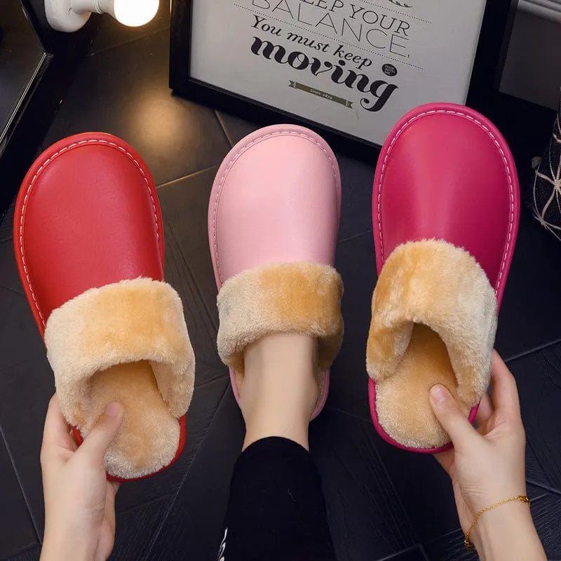 Waterproof PU Leather Outsole Slippers