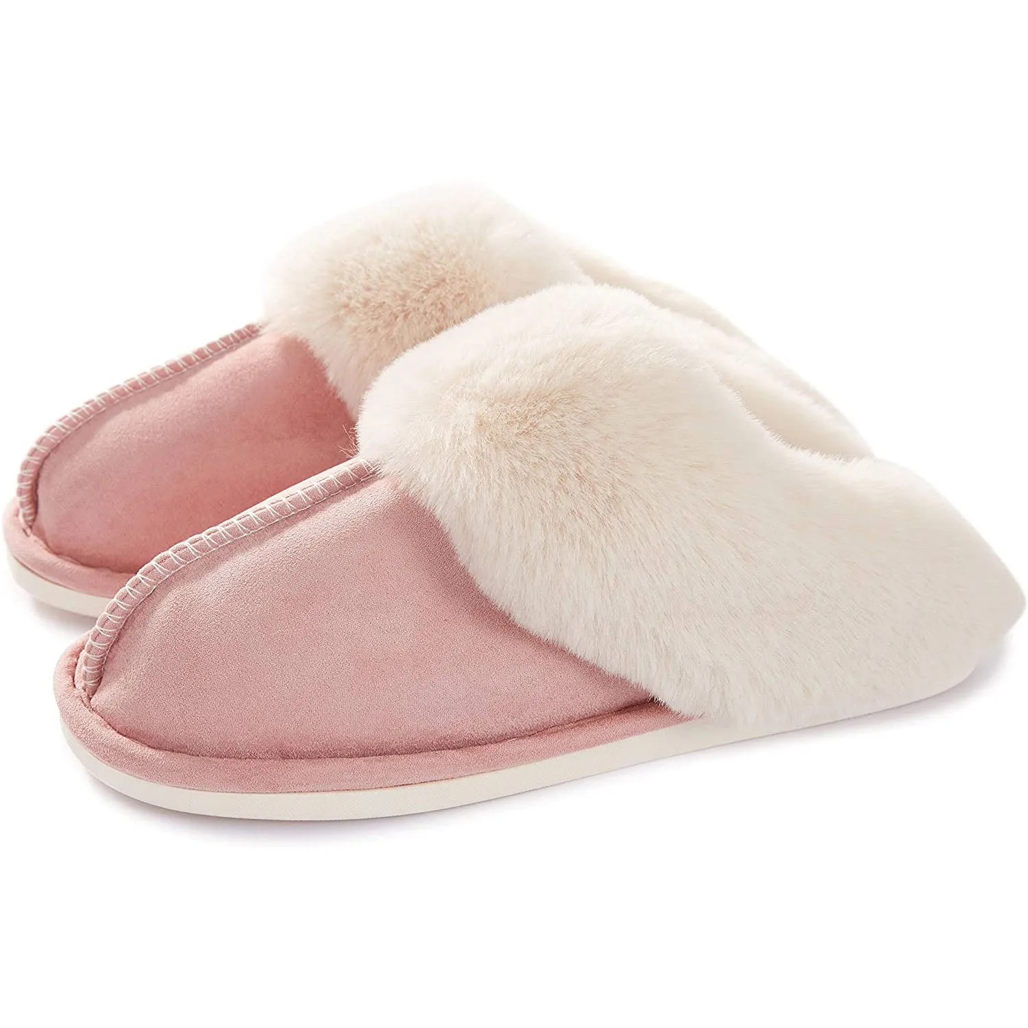 Women Memory Foam Fluffy Soft Warm Slip On House Slippers Anti-Skid Cozy Plush for Indoor Outdoor