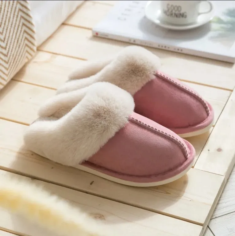 Women Memory Foam Fluffy Soft Warm Slip On House Slippers Anti-Skid Cozy Plush for Indoor Outdoor