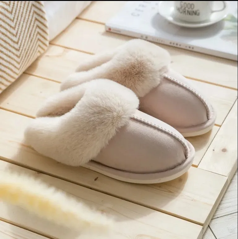 Women Memory Foam Fluffy Soft Warm Slip On House Slippers Anti-Skid Cozy Plush for Indoor Outdoor