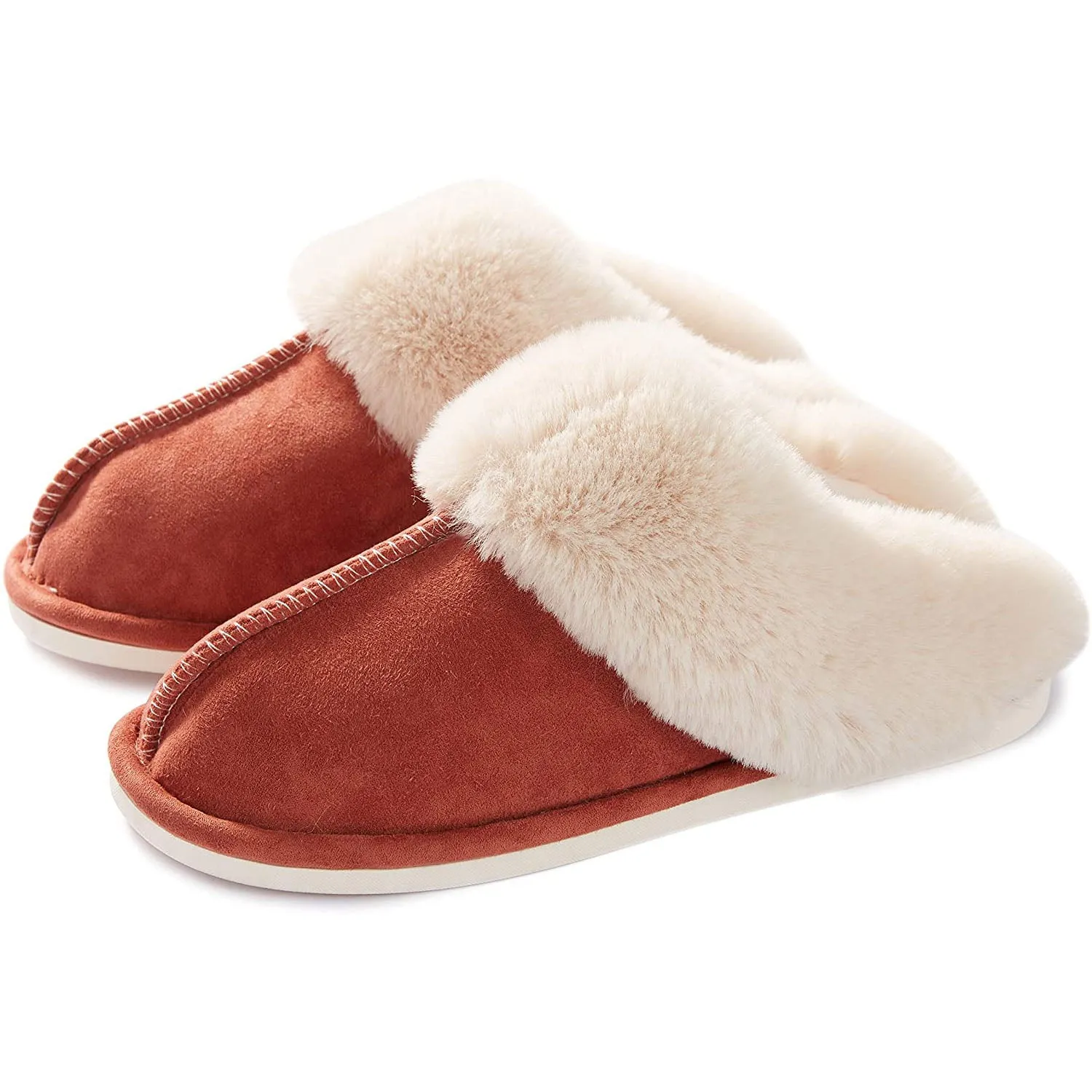 Women Memory Foam Fluffy Soft Warm Slip On House Slippers Anti-Skid Cozy Plush for Indoor Outdoor