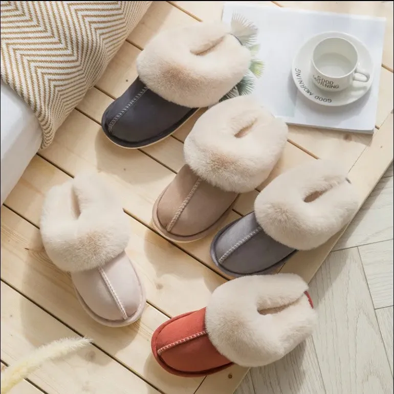 Women Memory Foam Fluffy Soft Warm Slip On House Slippers Anti-Skid Cozy Plush for Indoor Outdoor