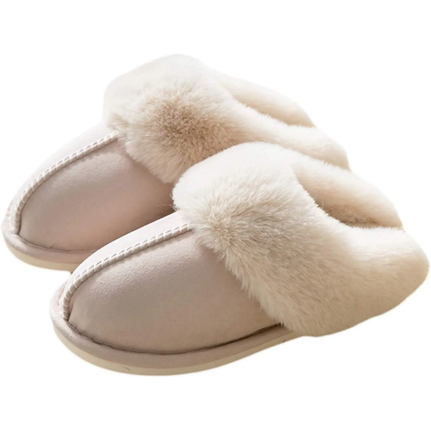 Women Memory Foam Fluffy Soft Warm Slip On House Slippers Anti-Skid Cozy Plush for Indoor Outdoor