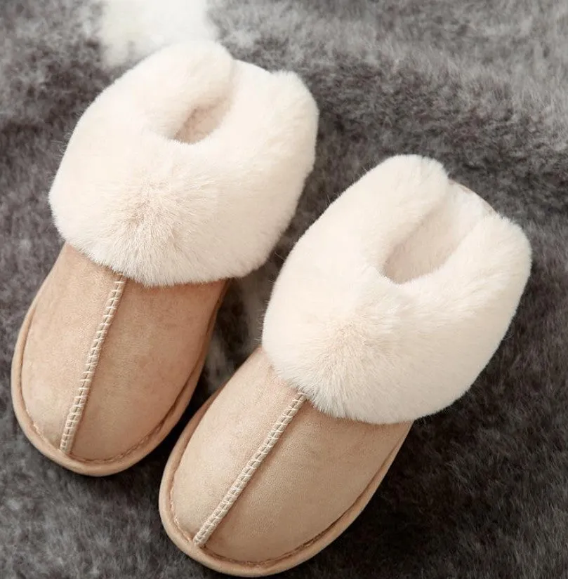 Women Memory Foam Fluffy Soft Warm Slip On House Slippers Anti-Skid Cozy Plush for Indoor Outdoor