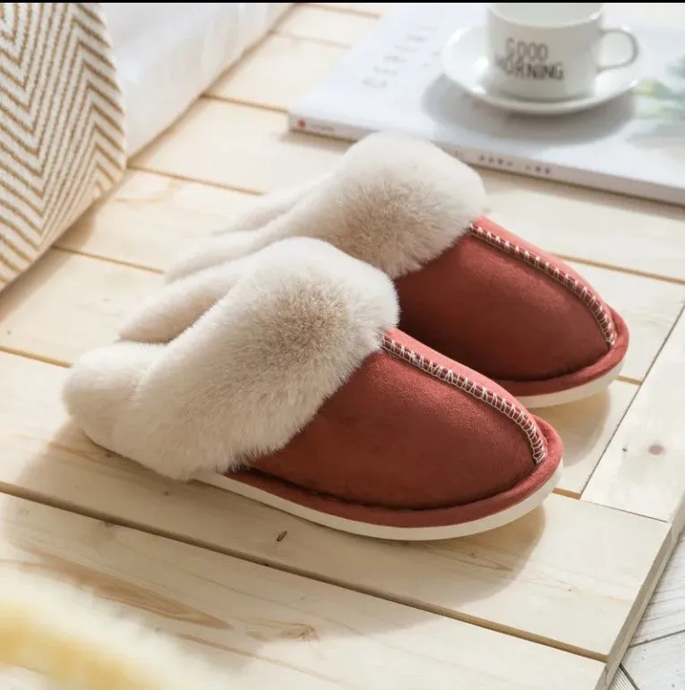Women Memory Foam Fluffy Soft Warm Slip On House Slippers Anti-Skid Cozy Plush for Indoor Outdoor