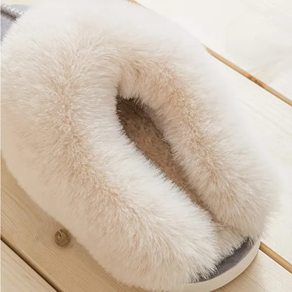 Women Memory Foam Fluffy Soft Warm Slip On House Slippers Anti-Skid Cozy Plush for Indoor Outdoor