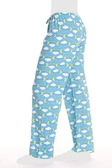 Women's Cozy Pajama Set Cute Moon Clouds Pants and Cotton Soft Heart T shirt by Just Love