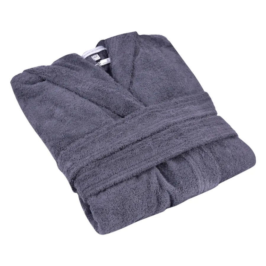 Women's Hooded Towelling Bathrobe - Dark Gray