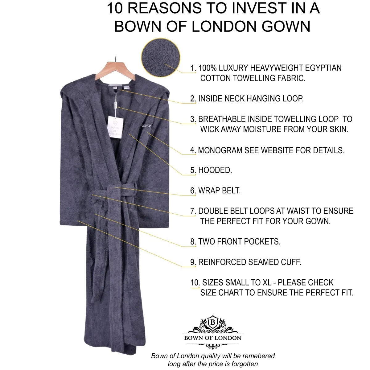 Women's Hooded Towelling Bathrobe - Dark Gray